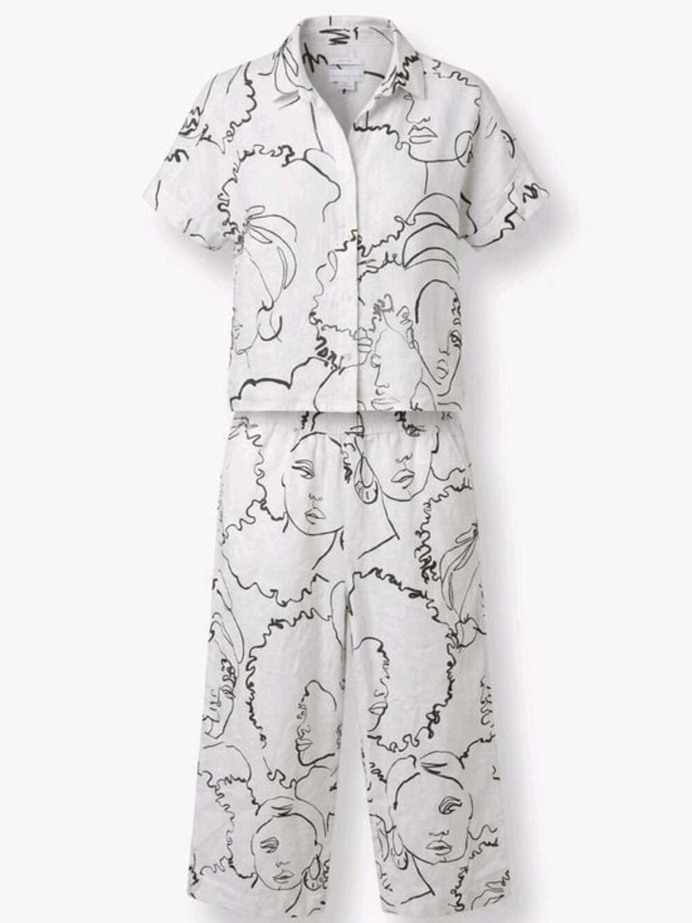 House of Harlow 1960 White & Black Sketch Face Kids Pajama Set